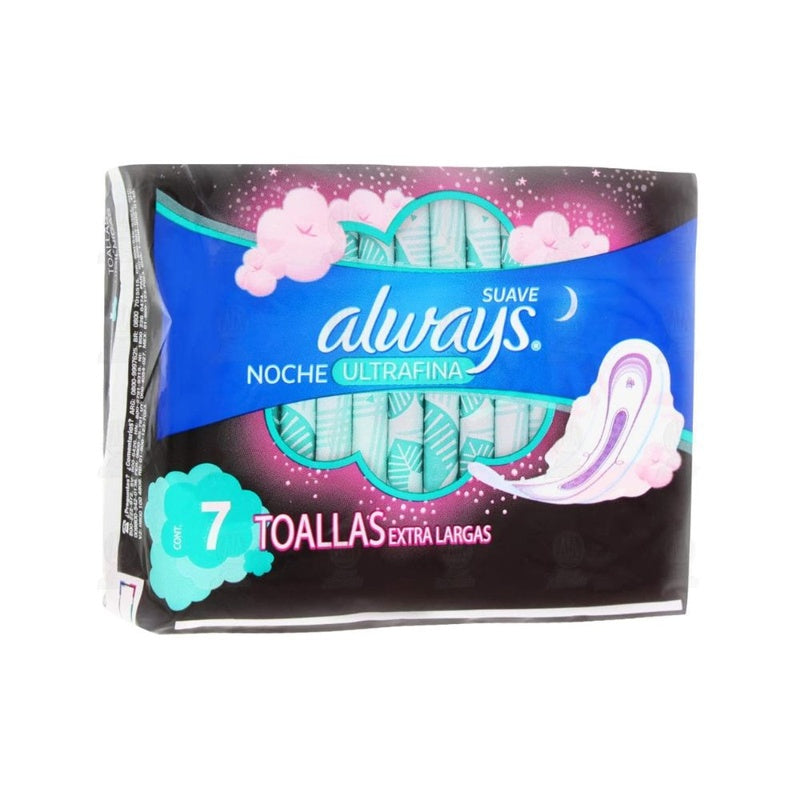 Toallas Sanitarias Always Ultrafina Nocturna Alas 7 Pads 7506309893471