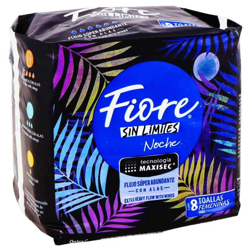 Toallas Sanitarias Fiore Nocturno Con Alas 8 Piezas 13117017854