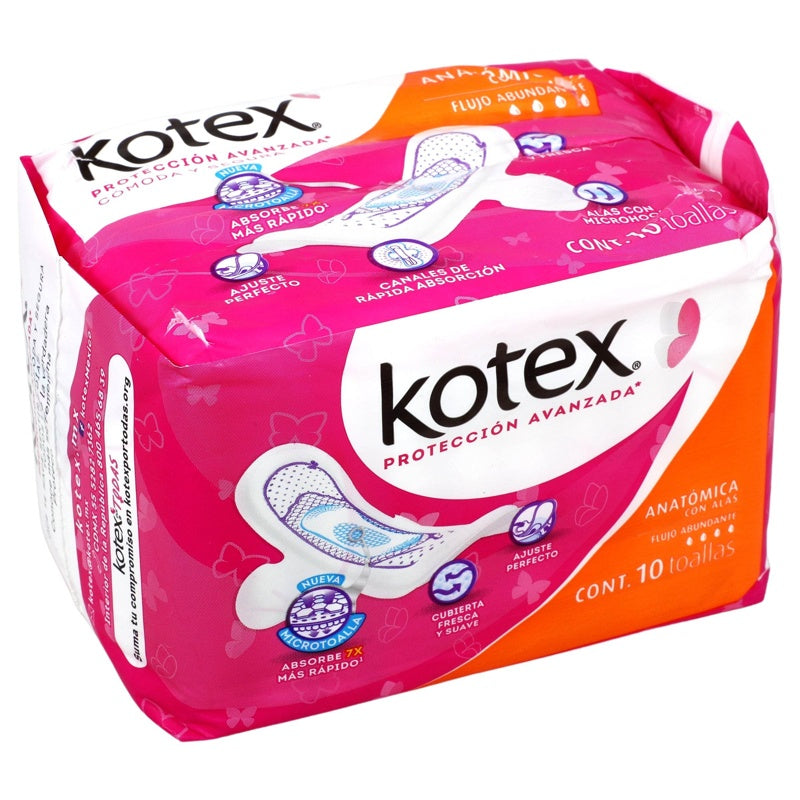 Toallas Sanitarias Kotex Anatomica Delgada Alas 10 Pads 7501017360789 perfil 2