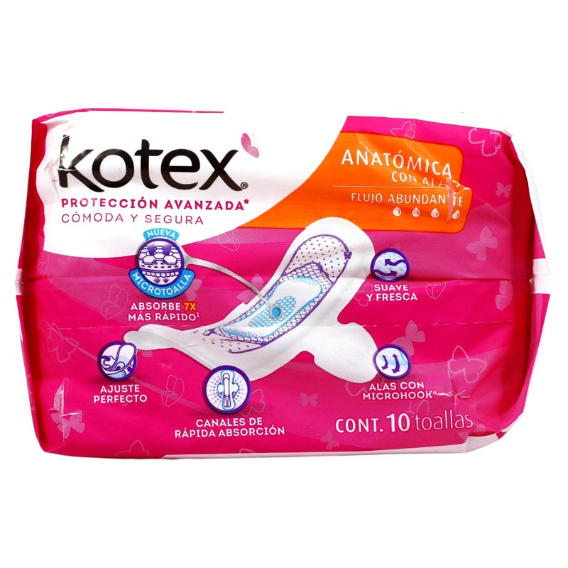 Toallas Sanitarias Kotex Anatomica Delgada Alas 10 Pads 7501017360789 perfil 5