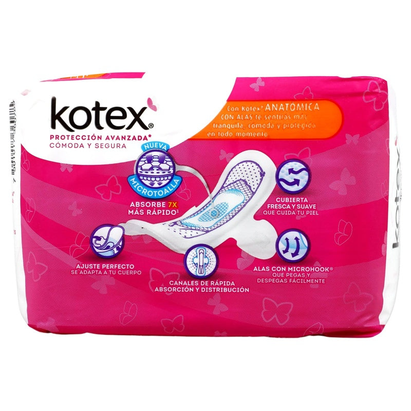Toallas Sanitarias Kotex Anatomica Delgada Alas 10 Pads 7501017360789 perfil 6