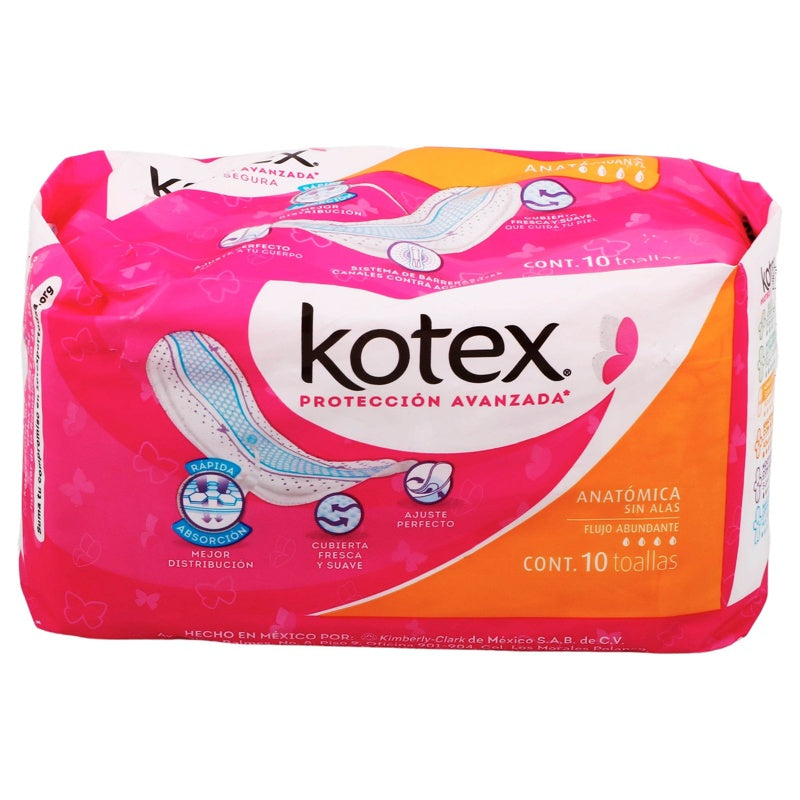 Toallas Sanitarias Kotex Clasica Anatomica Alas 10 Pads 7501017371198 perfil 3
