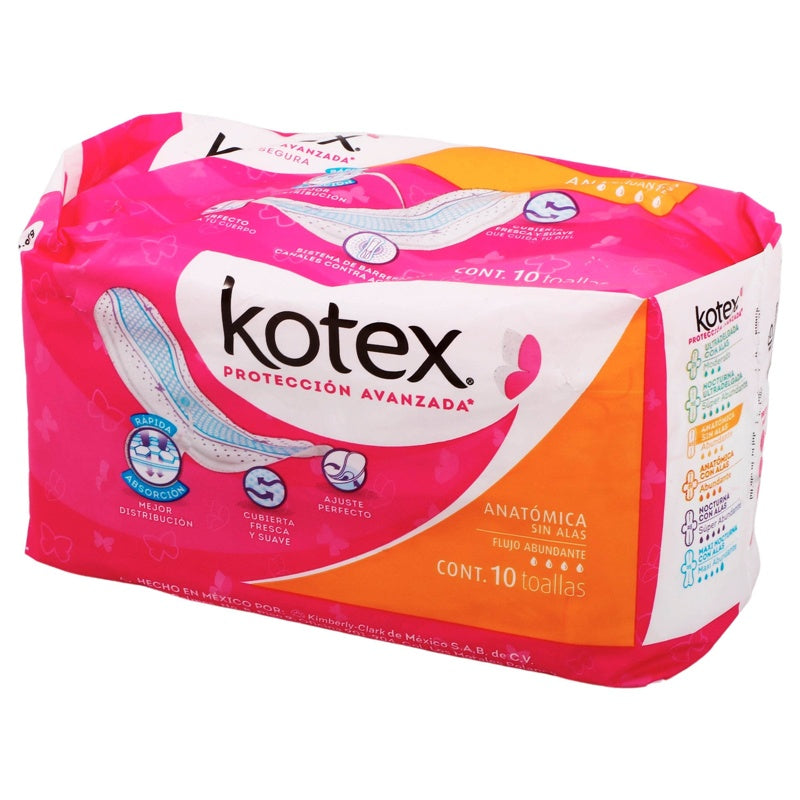 Toallas Sanitarias Kotex Clasica Anatomica Alas 10 Pads 7501017371198 perfil 4