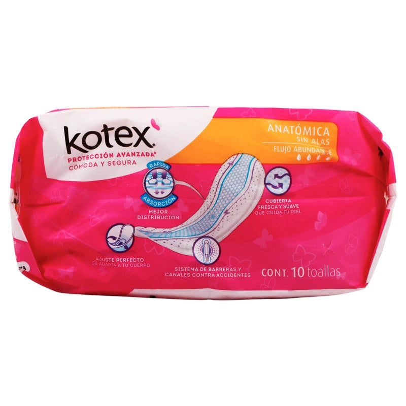 Toallas Sanitarias Kotex Clasica Anatomica Alas 10 Pads 7501017371198 perfil 6