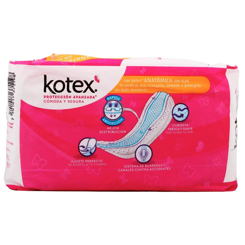 Toallas Sanitarias Kotex Clasica Anatomica Alas 10 Pads 7501017371198 perfil 7