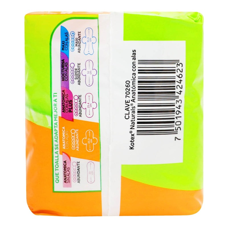 Toallas Sanitarias Kotex Manzanilla Alas 10 Pads 7501943424623 perfil 4