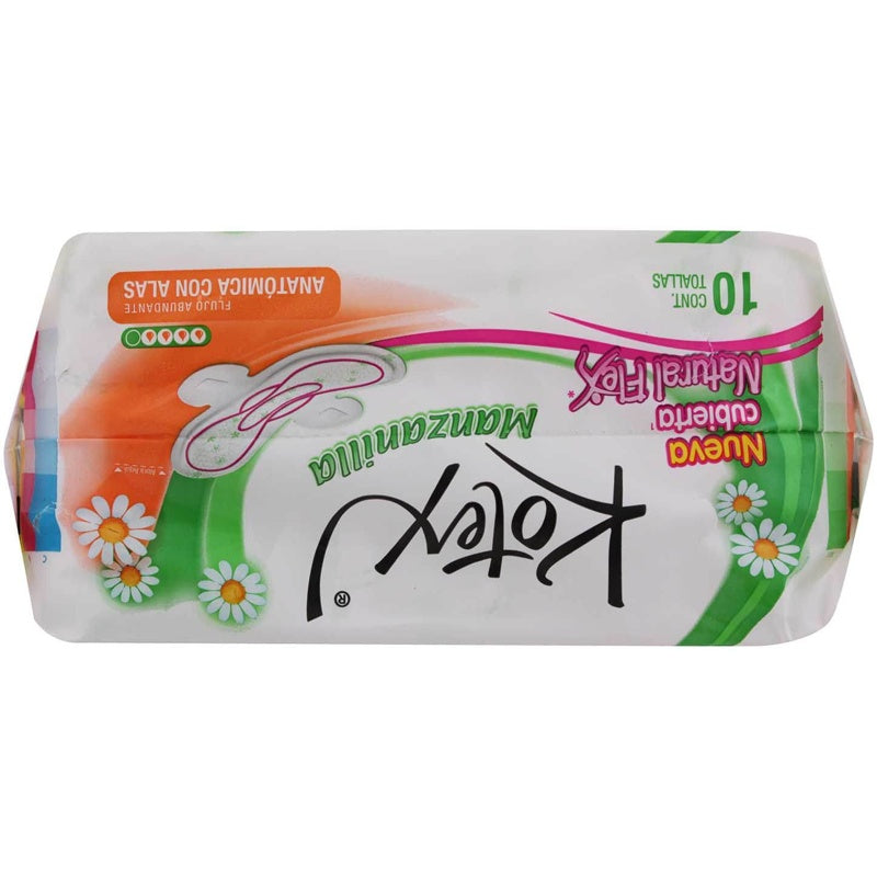 Toallas Sanitarias Kotex Manzanilla Alas 10 Pads 7501943424623 perfil 5