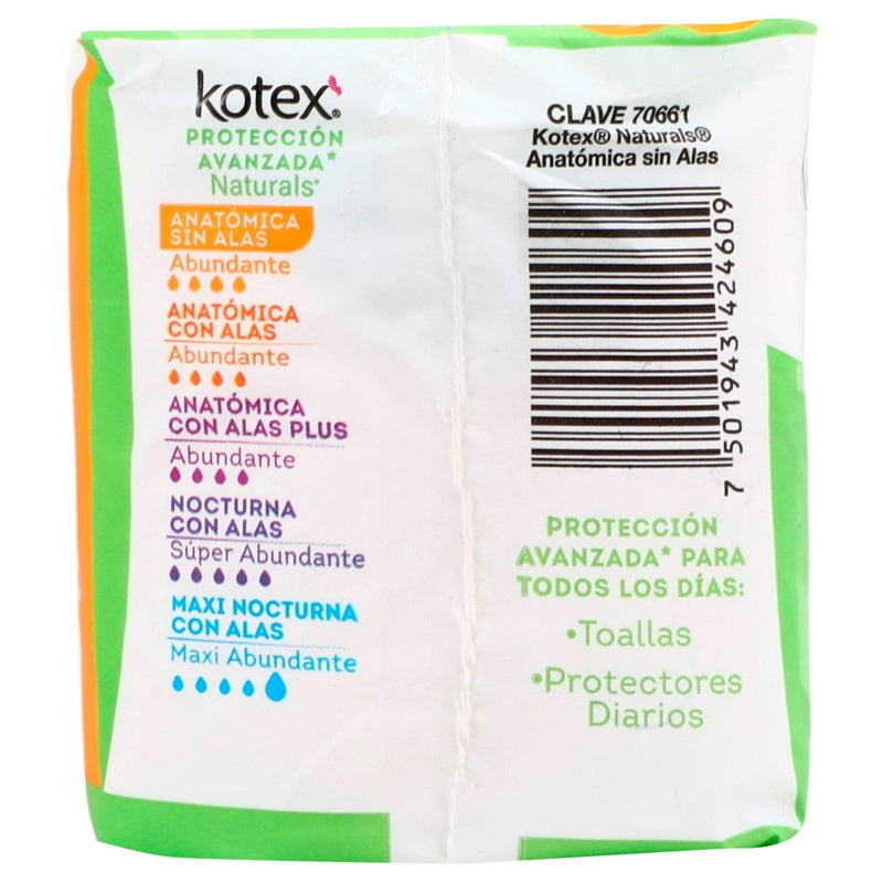 Toallas Sanitarias Kotex Manzanilla Sin Alas 7501943424609 perfil 5