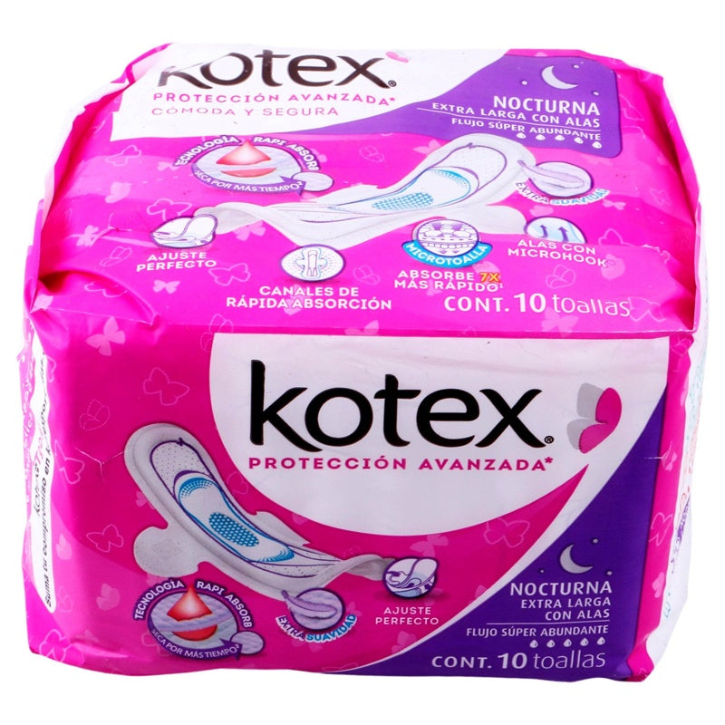 Toallas Sanitarias Kotex Nocturna Alas 10 Pads 7501017364558 perfil 3