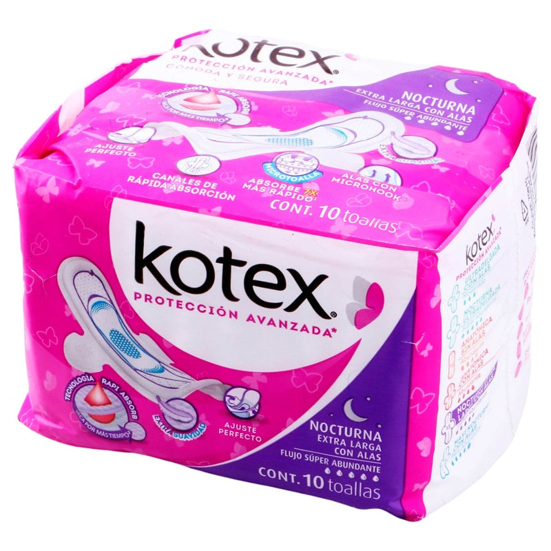 Toallas Sanitarias Kotex Nocturna Alas 10 Pads 7501017364558 perfil 4