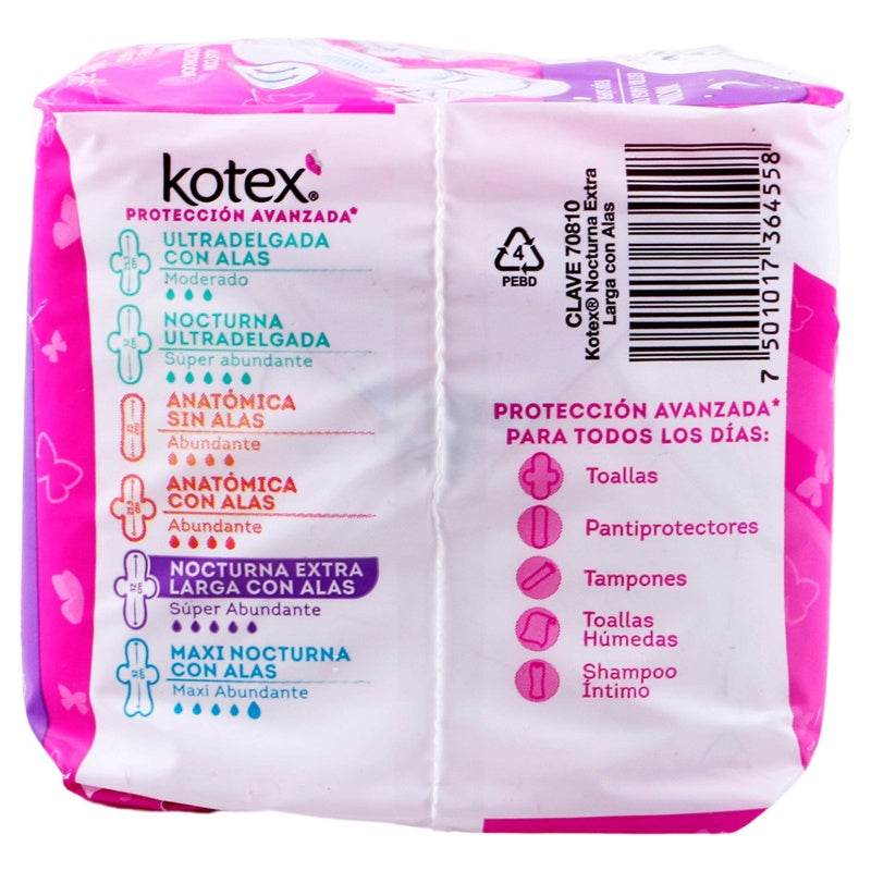 Toallas Sanitarias Kotex Nocturna Alas 10 Pads 7501017364558 perfil 5