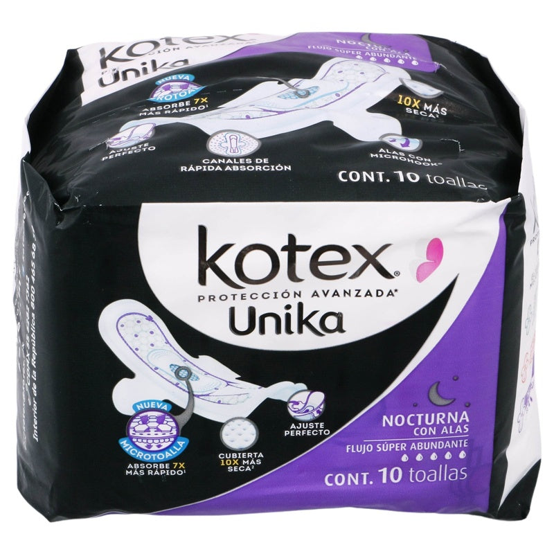 Toallas Sanitarias Kotex Unika Nocturna Alas 10 Pdas 7501943494220 perfil 3