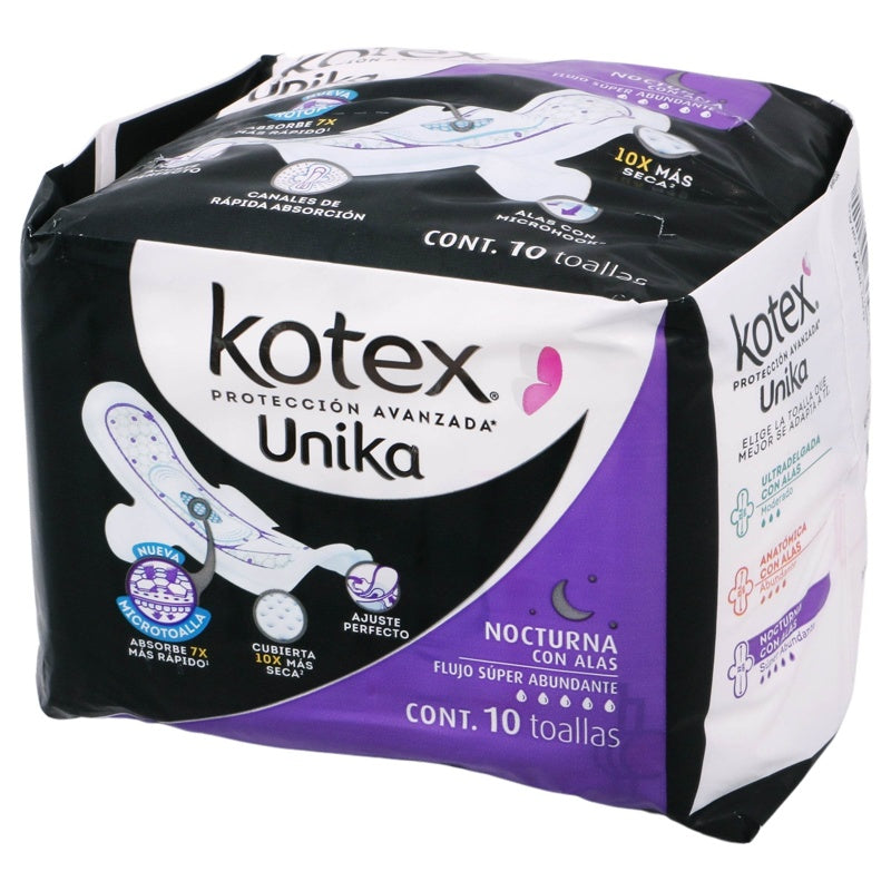 Toallas Sanitarias Kotex Unika Nocturna Alas 10 Pdas 7501943494220 perfil 4