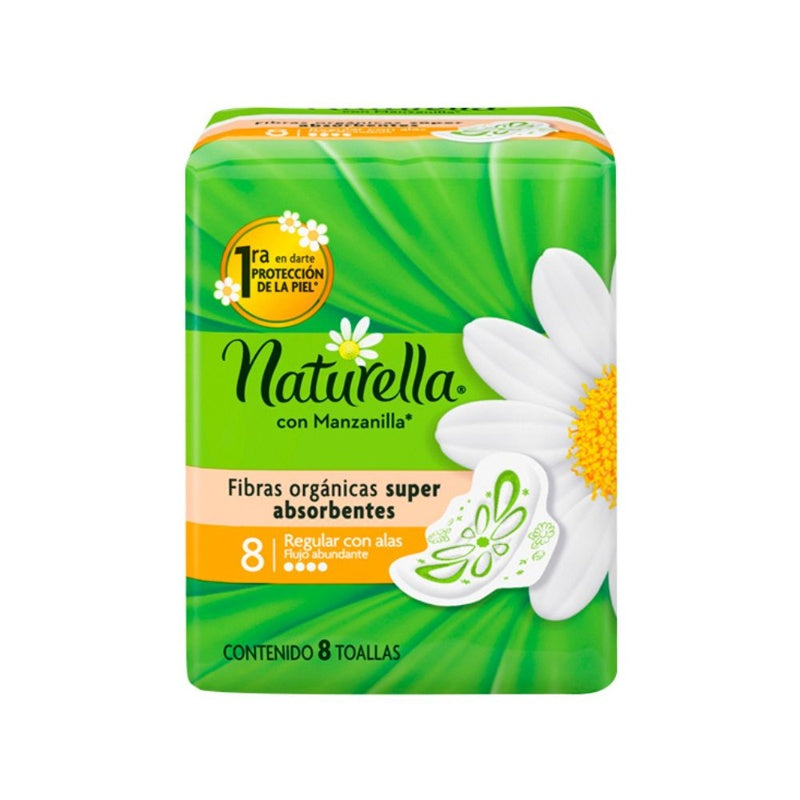 Toallas Sanitarias Naturella Manzanilla Alas 8 Pads 7506309895208