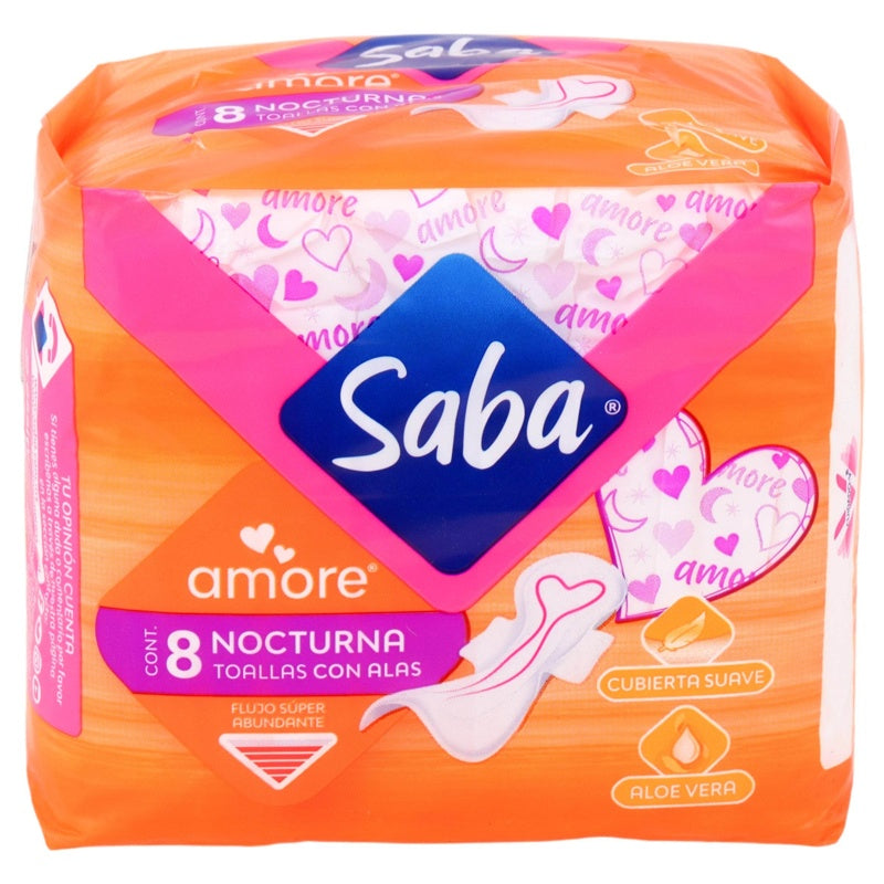 Toallas Sanitarias Saba Amore Nocturna Super Abundante 8Pads 7501019035876 perfil 3