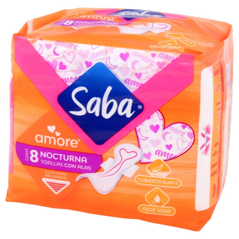 Toallas Sanitarias Saba Amore Nocturna Super Abundante 8Pads 7501019035876 perfil 4