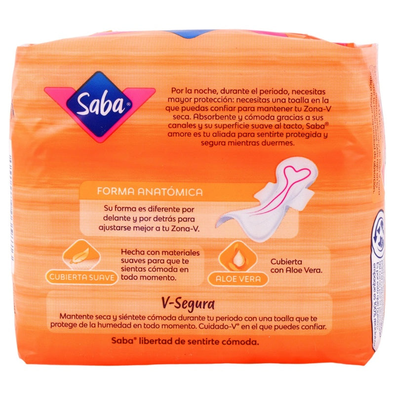 Toallas Sanitarias Saba Amore Nocturna Super Abundante 8Pads 7501019035876 perfil 7