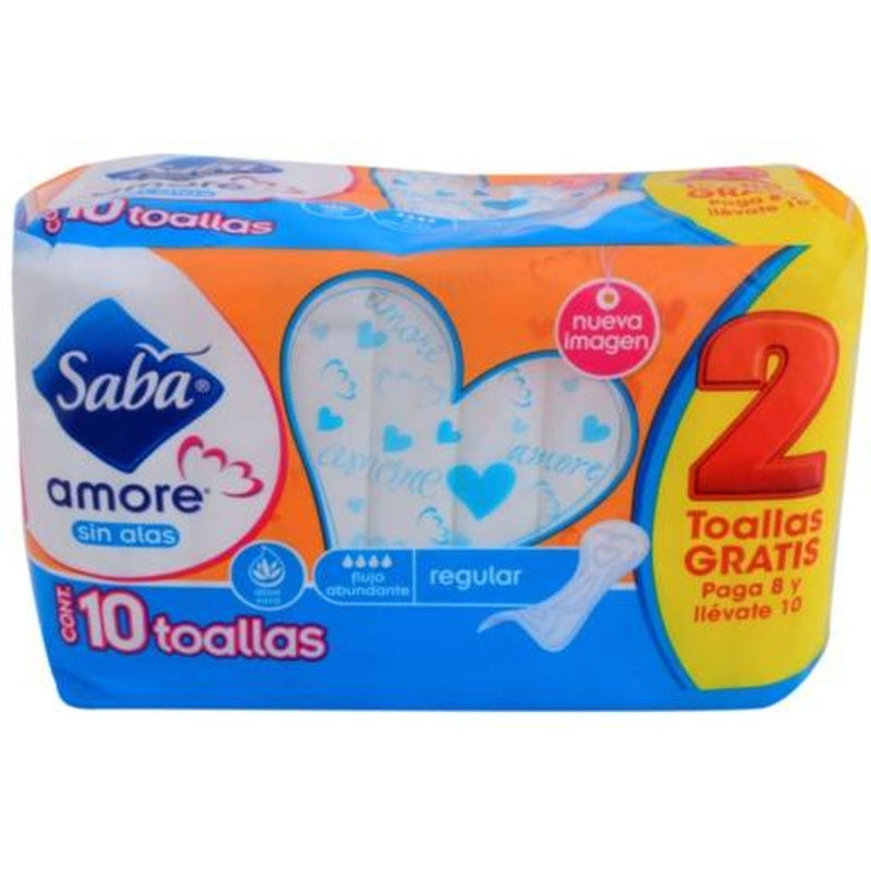 Toallas Sanitarias Saba Amore Regular 8 Pads 7501019031144 perfil 2
