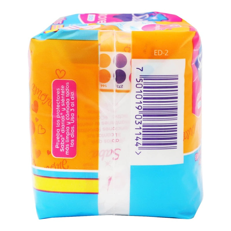 Toallas Sanitarias Saba Amore Regular 8 Pads 7501019031144 perfil 3