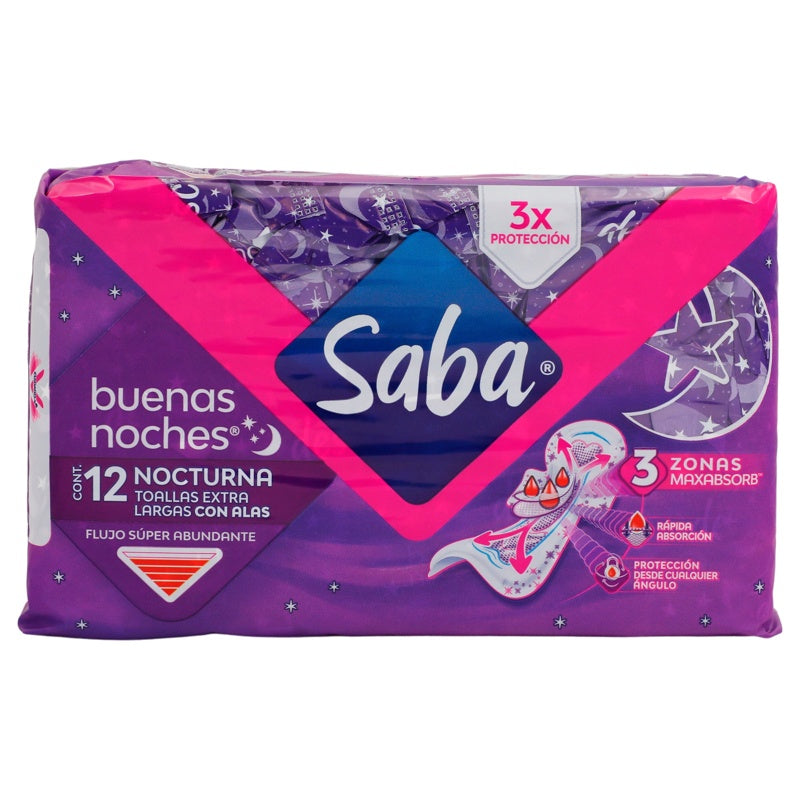 Toallas Sanitarias Saba Buenas Noches Lga Con 12