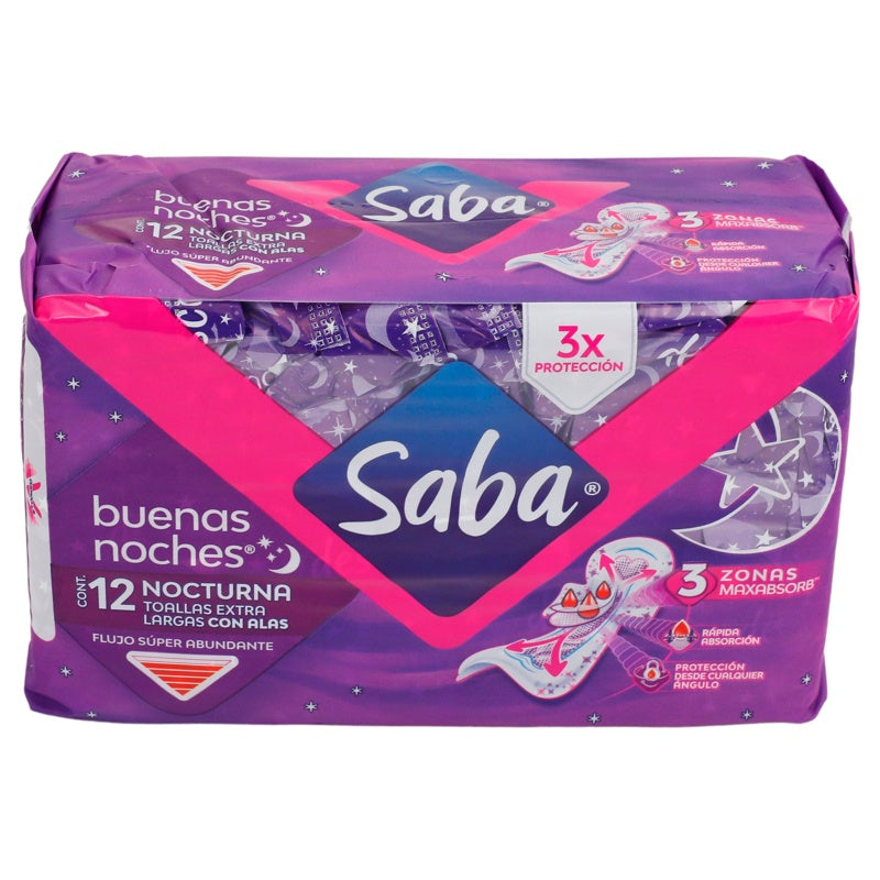 Toallas Sanitarias Saba Buenas Noches Lga Con 12