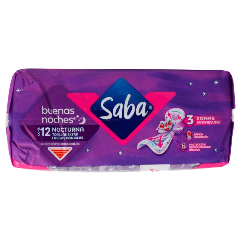 Toallas Sanitarias Saba Buenas Noches Lga Con 12