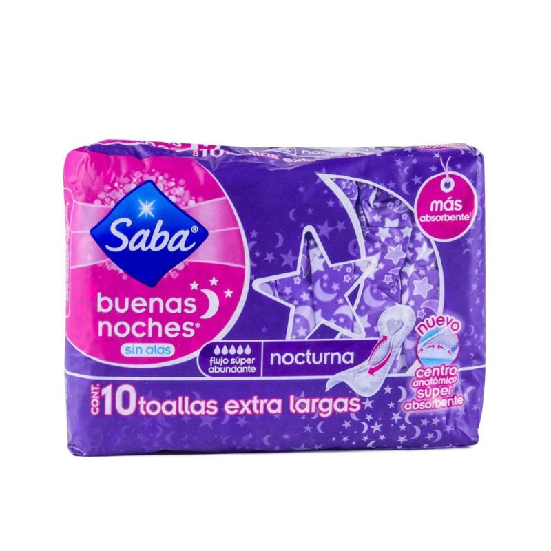 Toallas Sanitarias Saba Buenas Noches Sin Ala Con 10