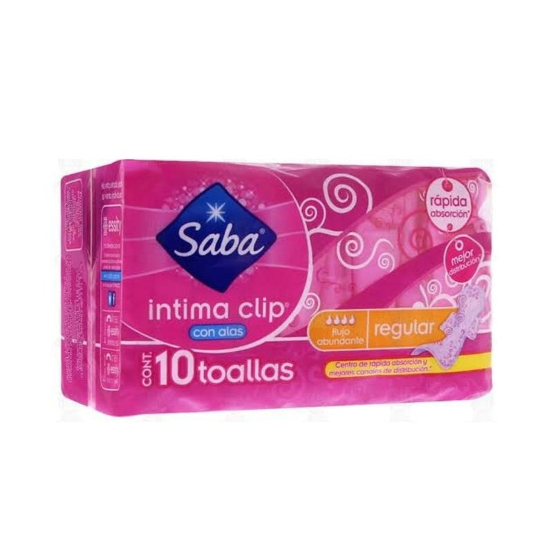 Toallas Sanitarias Saba Int Clip Alas Con 10