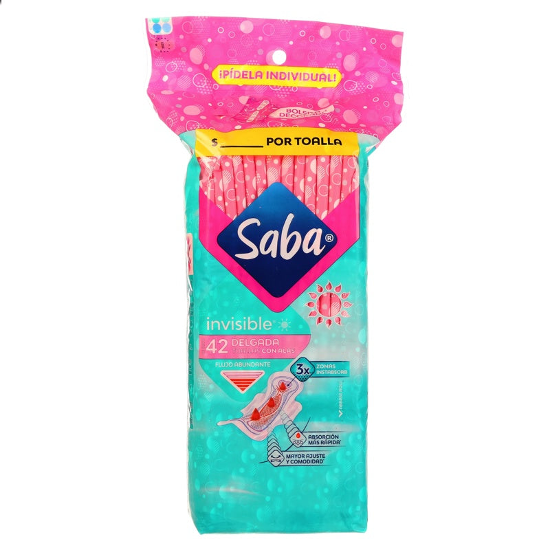 Toallas Sanitarias Saba Inv Delg Alas Con 42