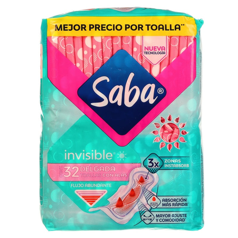 Toallas Sanitarias Saba Inv Delgada Con 32