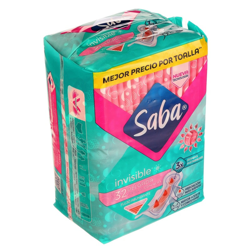 Toallas Sanitarias Saba Inv Delgada Con 32