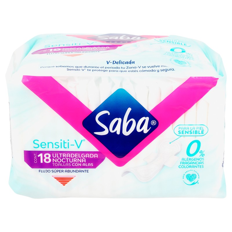 Toallas Sanitarias Saba Sensiti V Ultradelgada 18 Piezas 7501019040290 3