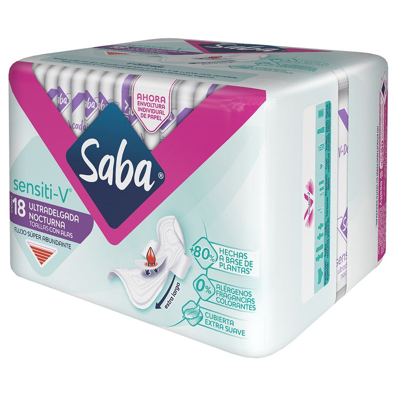 Toallas Sanitarias Saba Sensiti V Ultradelgada 18 Piezas 7501019040290 4
