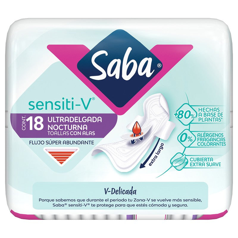 Toallas Sanitarias Saba Sensiti V Ultradelgada 18 Piezas 7501019040290 6
