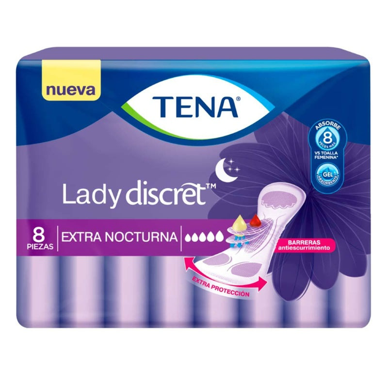 Toallas Sanitarias Tena Lady Disc Nocturno Con 8