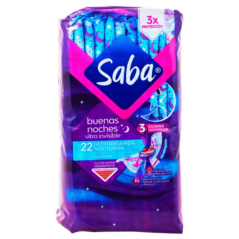 Toallas Sanitarias Ultrainvisible Buena Noche Extra Delgada 22 P
