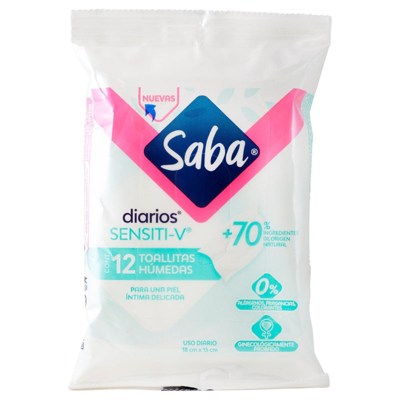 Toallitas Húmedas Saba Diari Sensiti-V Con 12