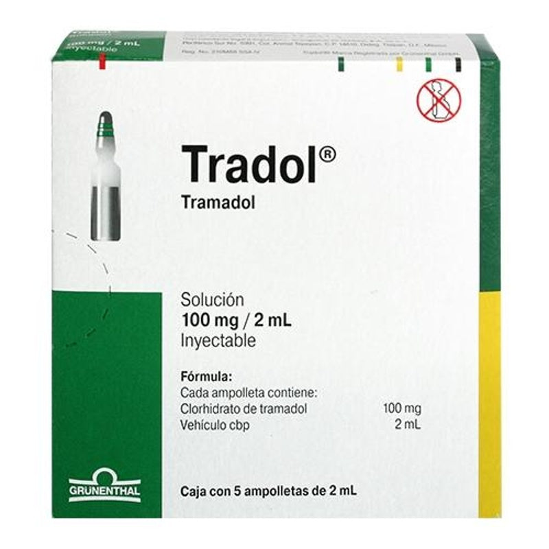 Tradol 100 Mg / 2 Ml 2 Ml 5 Ampolletas
