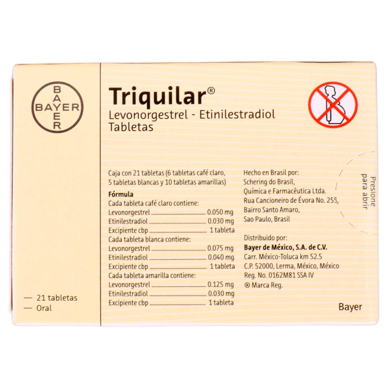 Triquilar 0.05 / 0.075 / 0.125 Mg Con 0.03 / 0.04 0.03 Mg Con 21 Tabletas perfil 7
