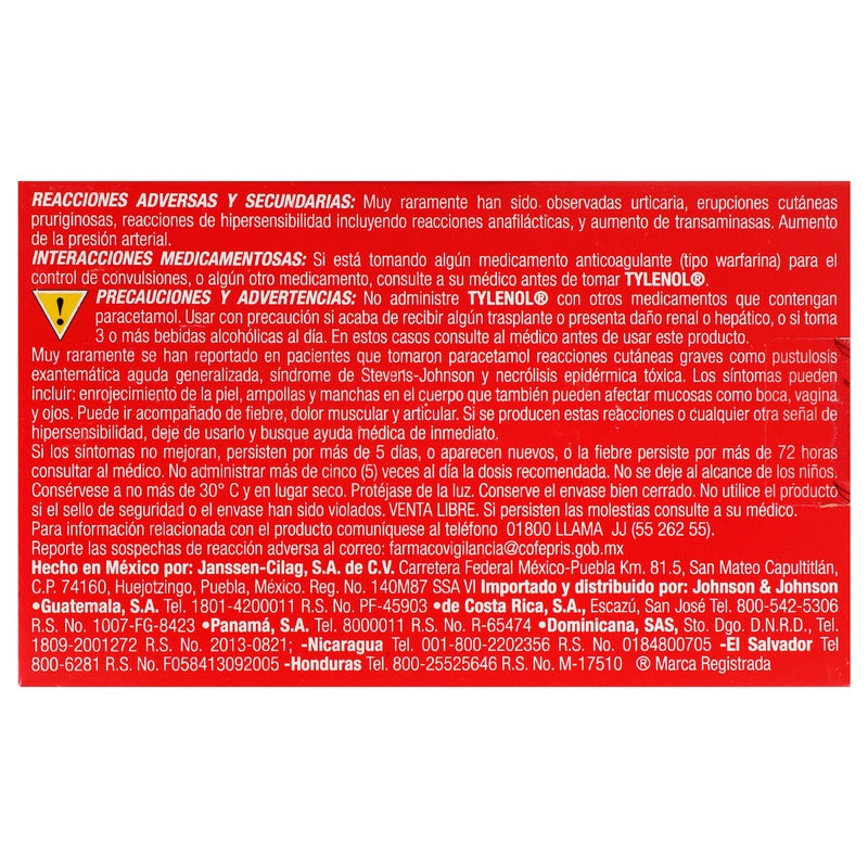 Tylenol 500 Mg Con 100 Capsulas Lets 7501100088071 perfil 5