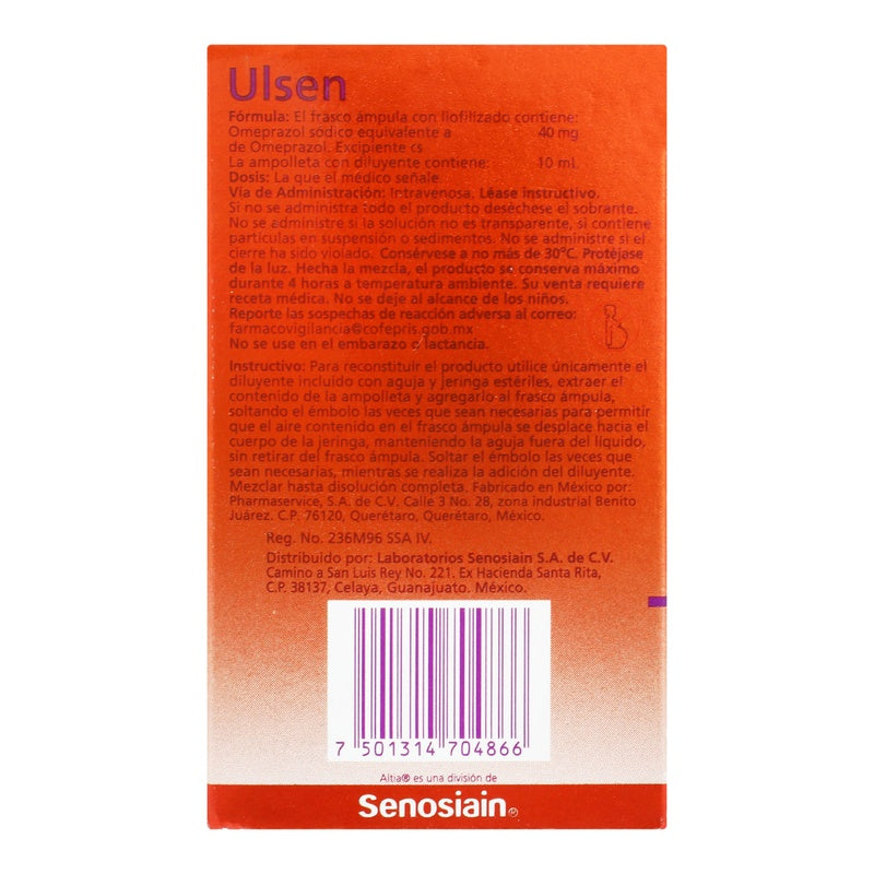 Ulsen 40 Mg / 10 Ml Iv Solución Inyectable 7501314704866 perfil 3