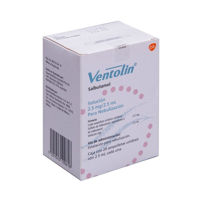 Ventolin 2.5 Mg / 2.5 Ml 2.5 Ml 20 Ampulas Neb