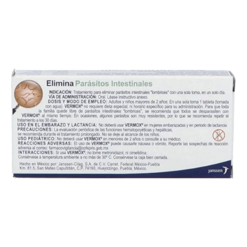 Vermox 500 Mg Con 1 Tabletas
