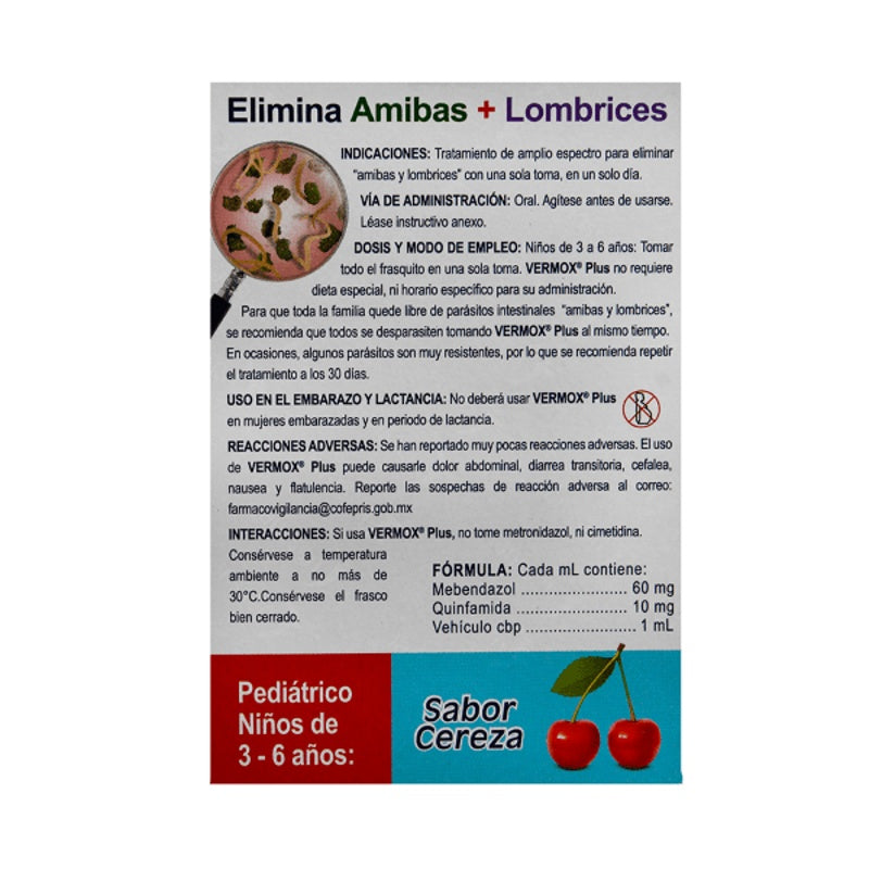 Vermox Plus Pediátrico 60 / 10 Mg / Ml 10 Ml Suspensión