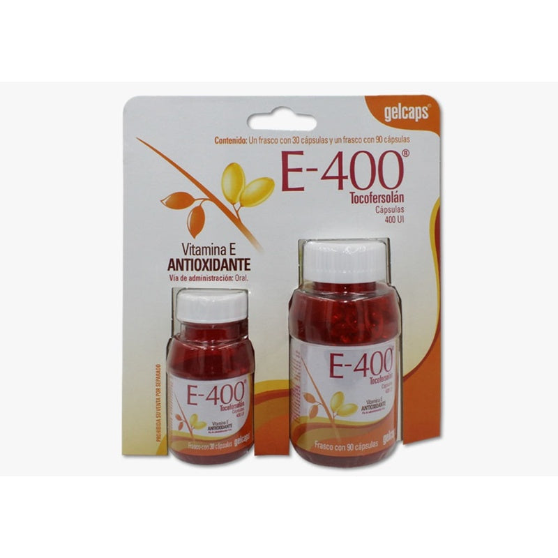 Vitamina E Gelcaps 400 Mg Con 90+30 Oral / Facial Capsulas Suplemento Alimenticio