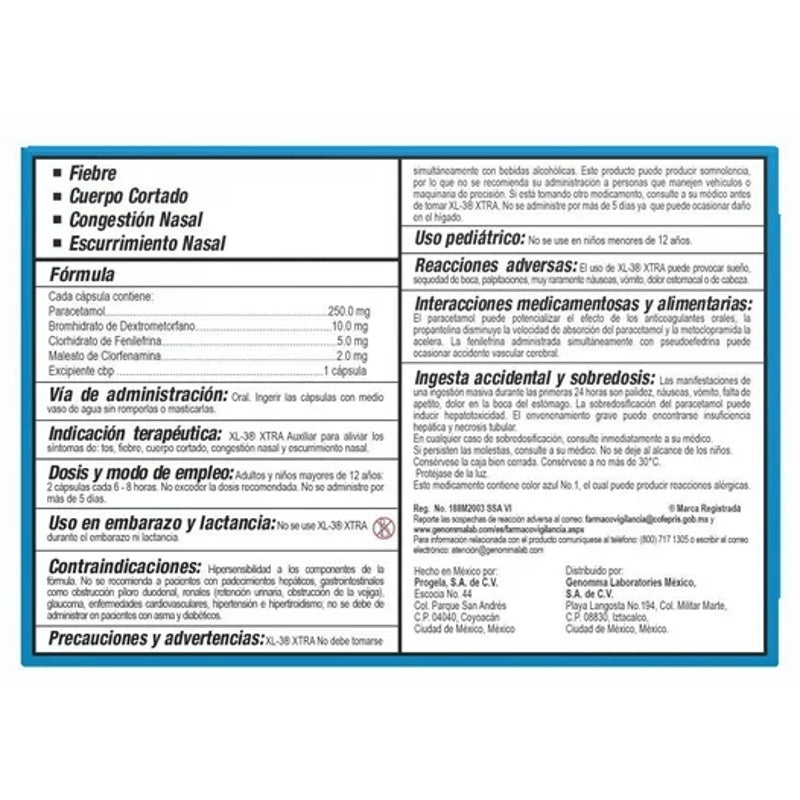 Xl 3 Xtra Gripa Y Tos 12 Capsulas