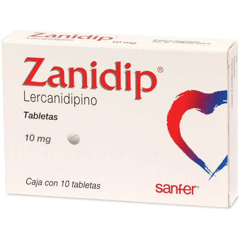 Zanidip 10 Mg Con 10 Tabletas