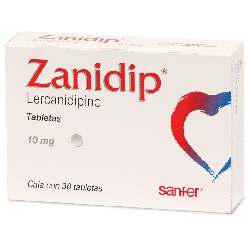 Zanidip 10 Mg Con 30 Tabletas