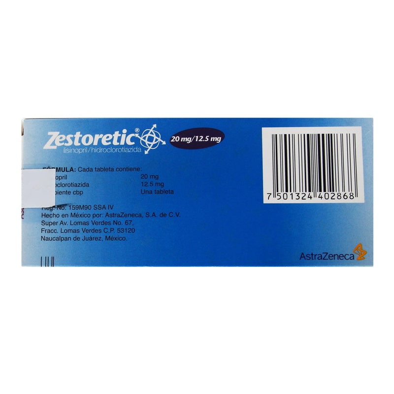 Zestoretic 20 / 12.5 Mg Con 28 Tabletas 3381 7501324402868 perfil 2