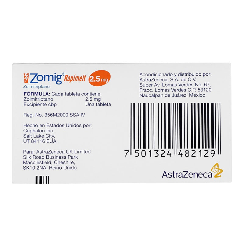 Zomig Rapimelt 2.5 Mg Con 2 Tabletas Disp 7501324482129